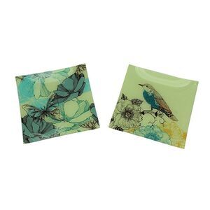 Set of 2 Nature's Poetry Square Glass Plates